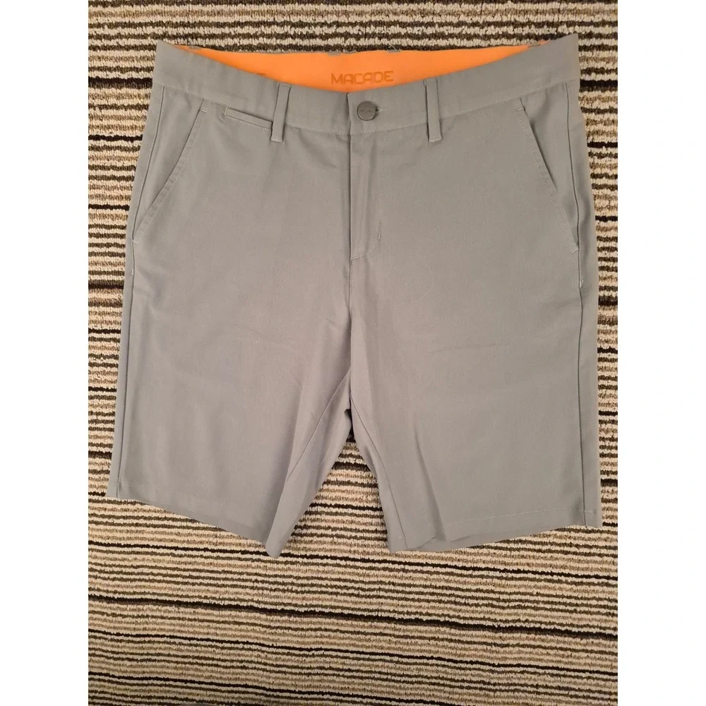 Macade Golf Mens Light Green Slim Fit Performance Shorts Size 32 Regular